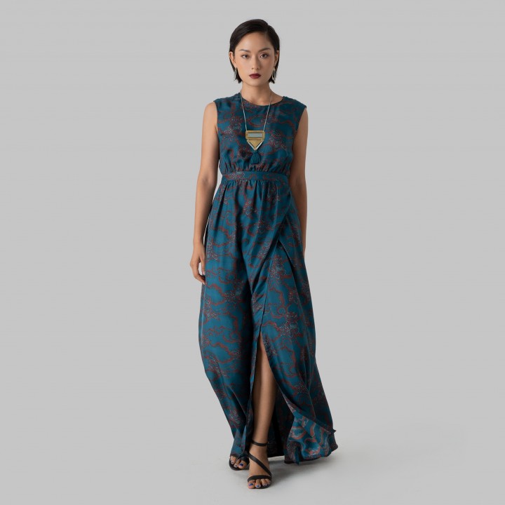 Silk dress MARBLE-LEO DUSK